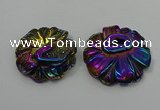 NGP4150 40*45mm - 50*55mm flower plated druzy agate pendants