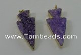 NGP4155 20*45mm - 22*48mm arrowhead druzy quartz pendants