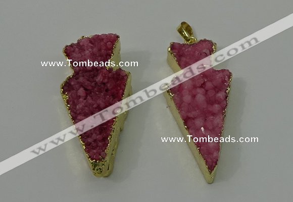 NGP4156 20*45mm - 22*48mm arrowhead druzy quartz pendants