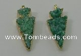 NGP4158 20*45mm - 22*48mm arrowhead druzy quartz pendants