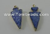 NGP4159 20*45mm - 22*48mm arrowhead druzy quartz pendants