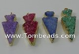 NGP4160 20*45mm - 22*48mm arrowhead druzy quartz pendants