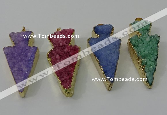 NGP4160 20*45mm - 22*48mm arrowhead druzy quartz pendants