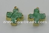 NGP4167 30*32mm cross druzy quartz pendants wholesale