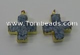NGP4168 30*32mm cross druzy quartz pendants wholesale