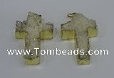 NGP4172 30*48mm - 32*50mm cross druzy quartz pendants wholesale