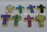 NGP4180 30*48mm - 32*50mm cross druzy quartz pendants wholesale