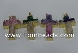 NGP4182 30*48mm - 32*50mm cross druzy quartz pendants wholesale