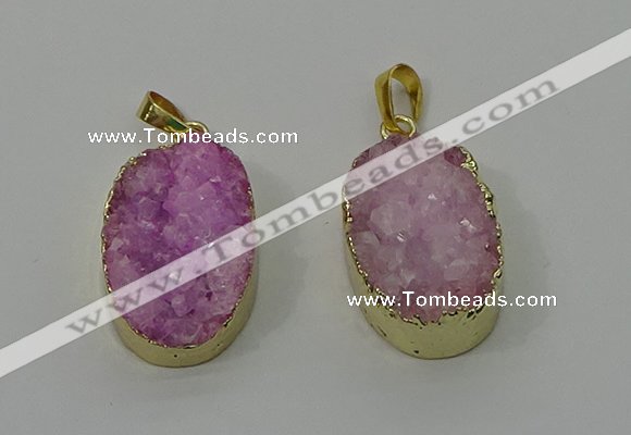 NGP4186 18*25mm - 18*28mm oval druzy quartz pendants wholesale