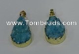 NGP4196 18*25mm - 18*28mm flat teardrop druzy quartz pendants