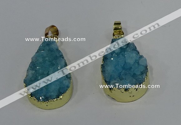 NGP4196 18*25mm - 18*28mm flat teardrop druzy quartz pendants