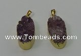 NGP4242 18*35mm oval druzy amethyst pendants wholesale