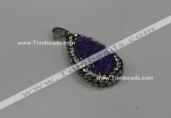 NGP4268 14*23mm flat teardrop plated quartz pendants wholesale