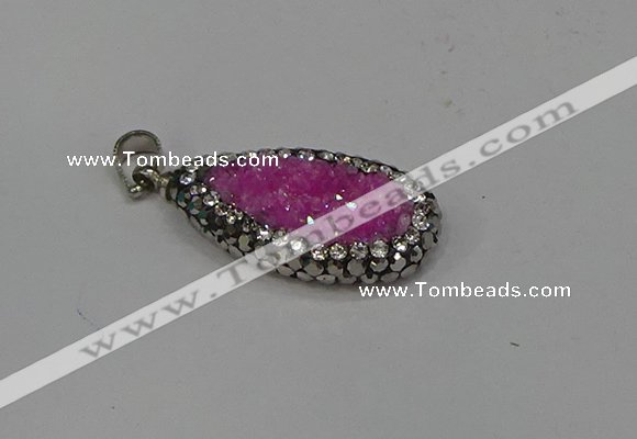 NGP4269 14*23mm flat teardrop plated quartz pendants wholesale