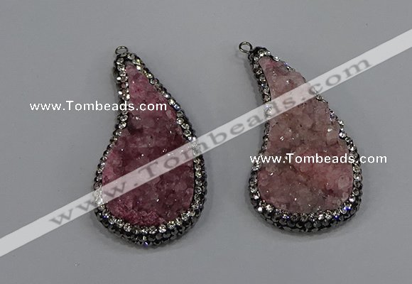 NGP4307 20*40mm - 25*50mm wing-shaped druzy quartz pendants