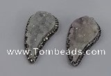 NGP4313 20*40mm - 25*50mm wing-shaped druzy quartz pendants