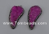 NGP4316 20*40mm - 25*50mm wing-shaped druzy quartz pendants