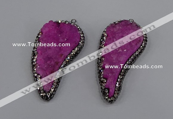 NGP4316 20*40mm - 25*50mm wing-shaped druzy quartz pendants