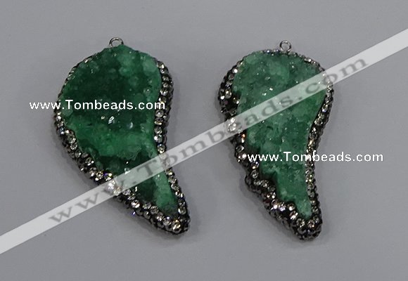 NGP4318 20*40mm - 25*50mm wing-shaped druzy quartz pendants