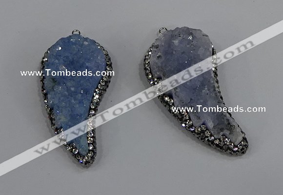 NGP4319 20*40mm - 25*50mm wing-shaped druzy quartz pendants