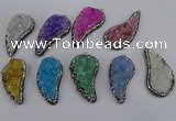 NGP4321 20*40mm - 25*50mm wing-shaped druzy quartz pendants