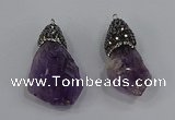 NGP4327 18*35mm - 20*40mm nuggets druzy amethyst pendants