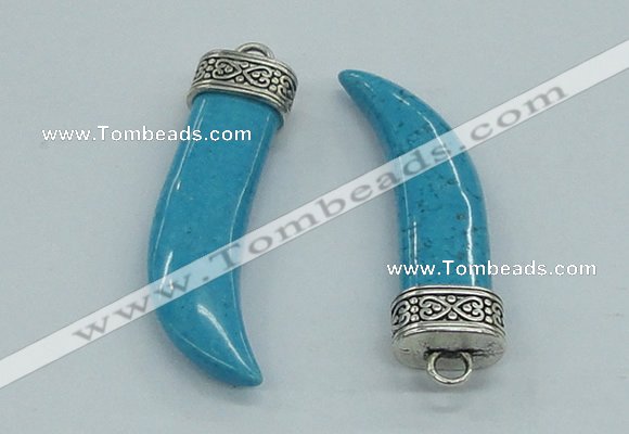 NGP4515 12*50mm - 12*55mm horn blue turquoise pendants wholesale