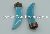 NGP4517 12*50mm - 12*55mm horn blue turquoise pendants wholesale