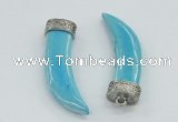 NGP4525 15*55mm - 15*60mm horn blue turquoise pendants wholesale