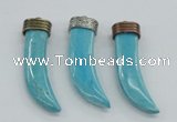 NGP4528 15*55mm - 15*60mm horn blue turquoise pendants wholesale