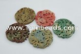 NGP4531 55*65mm - 65*68mm Carved flower jade pendants wholesale