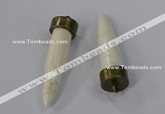 NGP4537 15*52mm bullet-shaped white howlite turquoise pendants