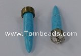 NGP4542 15*52mm bullet-shaped white howlite turquoise pendants