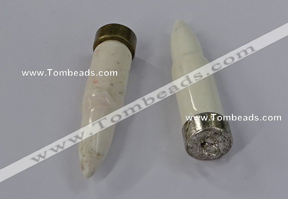 NGP4546 15*56mm bullet-shaped white howlite turquoise pendants