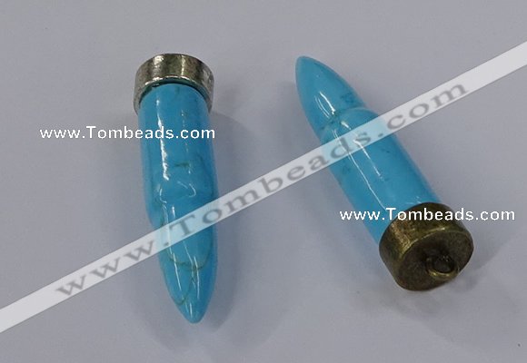 NGP4550 15*56mm bullet-shaped white howlite turquoise pendants