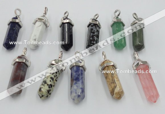 NGP5023 8*30mm sticks mixed gemstone pendants wholesale