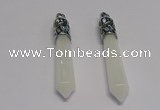 NGP5414 10*65mm sticks white jade gemstone pendants wholesale