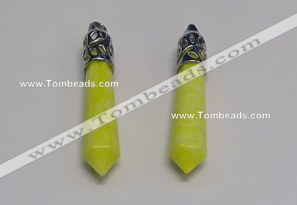 NGP5417 10*65mm sticks lemon jade gemstone pendants wholesale