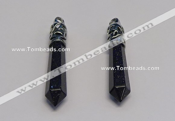 NGP5425 10*65mm sticks blue goldstone pendants wholesale