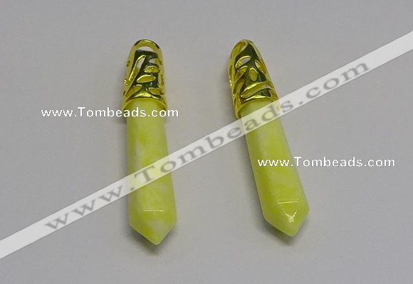 NGP5444 10*65mm sticks lemon jade gemstone pendants wholesale