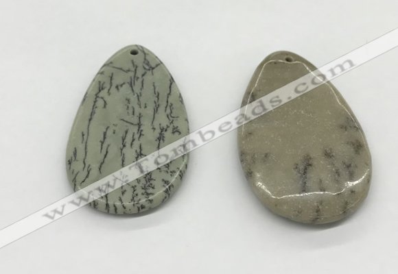 NGP5524 30*50mm - 35*55mm flat teardrop jasper pendants