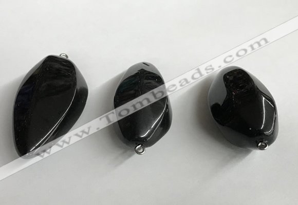 NGP5573 18*40mm - 23*58mm teardrop black agate pendants