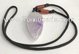 NGP5580 Lavender amethyst teardrop pendant with nylon cord necklace