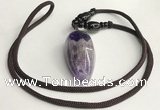 NGP5581 Dogtooth amethyst teardrop pendant with nylon cord necklace