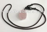 NGP5588 Rose quartz nugget pendant with nylon cord necklace