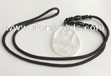 NGP5590 White crystal freeform pendant with nylon cord necklace