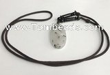 NGP5601 Black rutilated quartz oval pendant with nylon cord necklace