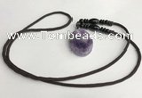 NGP5612 Dogtooth amethyst oval pendant with nylon cord necklace