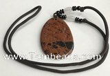 NGP5618 Mahogany obsidian flat teardrop pendant with nylon cord necklace