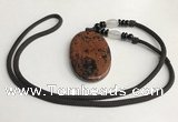 NGP5620 Mahogany obsidian oval pendant with nylon cord necklace